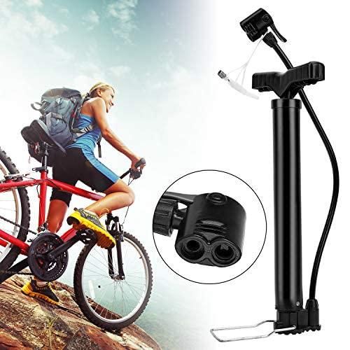 High Presure Cycle Pump, Portable 120 PSI Aluminum Alloy Bicycle Floor Air Pump Suitable Presta and Shrader Valve